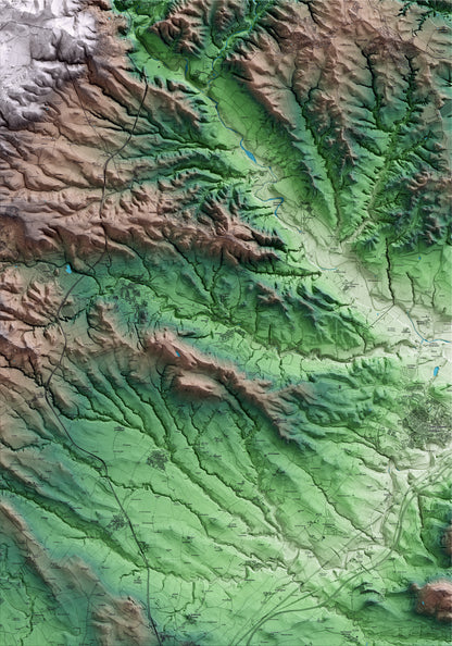 Mapa artístico del relieve de Torrelavit, al Alt Penedès, con 15 km de entorno y base topográfica ICGC