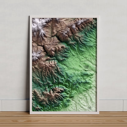Mapa artístico del relieve de Torrelles de Foix, al Alt Penedès, con 15 km de entorno y base topográfica ICGC. Presentación enmarcada.