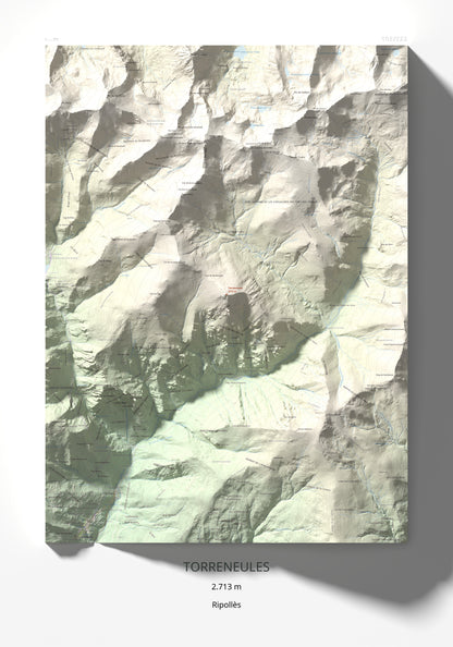 Mapa de relieve de Torreneules, 2713 m, Ripollès, lámina 100 Cims de Trobart 70 × 100 cm.