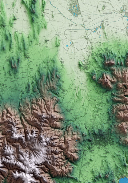 Mapa artístico del relieve de Torrent, al Baix Empordà, con 15 km de entorno y base topográfica ICGC
