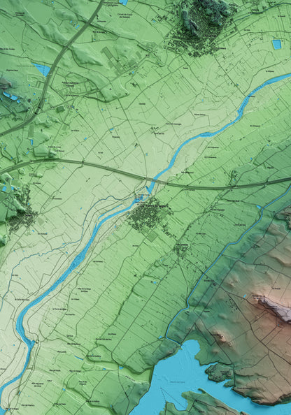 Mapa artístico del relieve de Torres de Segre, al Segrià, con 15 km de entorno y base topográfica ICGC. Detalle de la zona central.