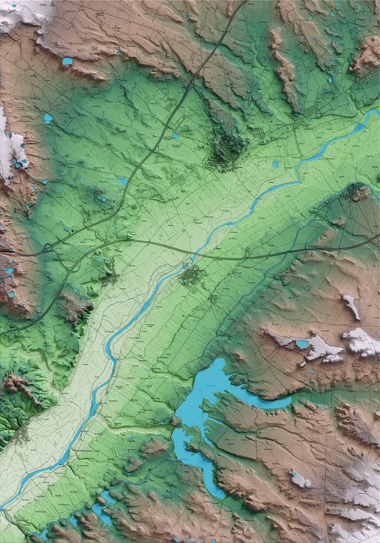 Mapa artístico del relieve de Torres de Segre, al Segrià, con 15 km de entorno y base topográfica ICGC