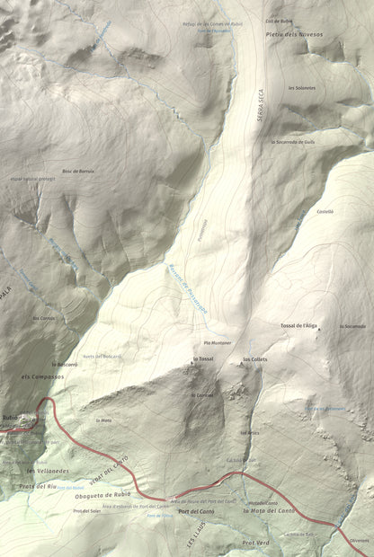 Mapa de relieve de Torreta de l'Orri, 2436 m, Pallars Sobirà, lámina 100 Cims de Trobart. Detalle de la zona inferior derecha. 61 × 91 cm.