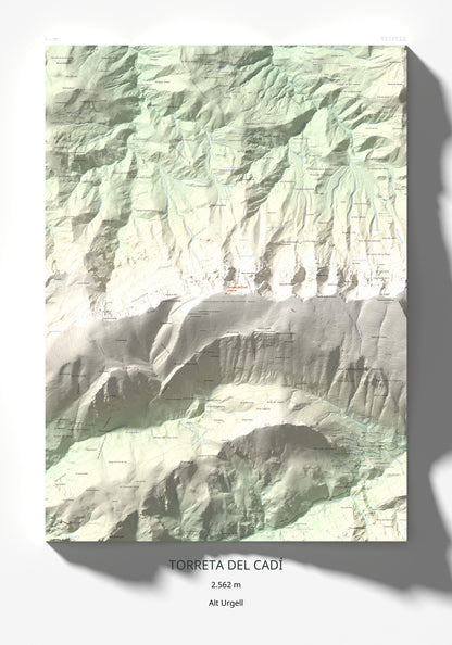 Mapa de relieve de Torreta del Cadí, 2562 m, Alt Urgell, lámina 100 Cims de Trobart 70 × 100 cm.