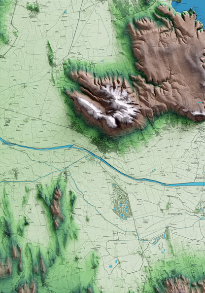 Mapa artístico del relieve de Torroella de Montgrí, al Baix Empordà, con 15 km de entorno y base topográfica ICGC