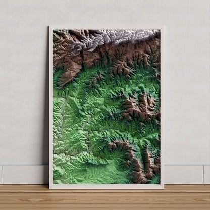 Mapa artístico del relieve de Torroja del Priorat, al Priorat, con 15 km de entorno y base topográfica ICGC. Presentación enmarcada.