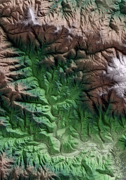 Mapa artístico del relieve de Tossa de Mar, a la Selva, con 15 km de entorno y base topográfica ICGC. Detalle de la zona superior izquierda.