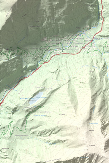 Mapa de relieve de Tossa del Braibal, 2657 m, Andorra, lámina 100 Cims de Trobart. Detalle de la zona superior izquierda. 61 × 91 cm.
