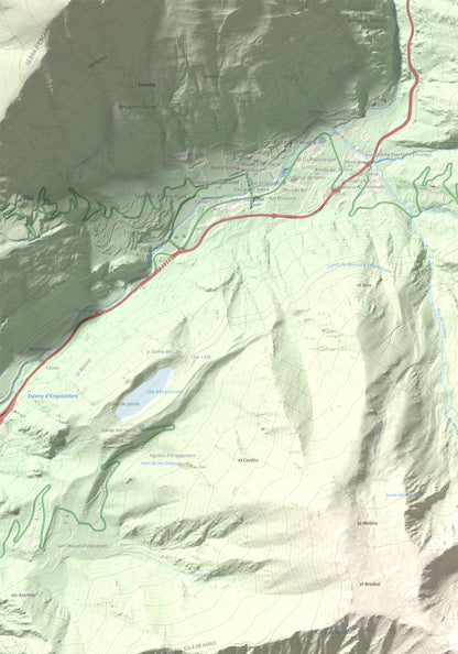 Mapa de relieve de Tossa del Braibal, 2657 m, Andorra, lámina 100 Cims de Trobart. Detalle de la zona superior izquierda. 70 × 100 cm.