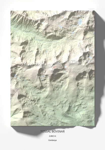 Mapa de relieve de Tossal Bovinar, 2842 m, Cerdanya, lámina 100 Cims de Trobart 70 × 100 cm.