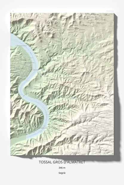 Mapa de relieve de Tossal Gros d'Almatret, 346 m, Segrià, lámina 100 Cims de Trobart 61 × 91 cm.