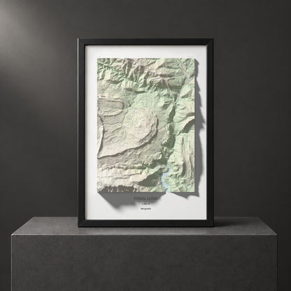 Mapa de relieve de Tossal Llisol, 1326 m, Berguedà, lámina 100 Cims de Trobart. Presentación enmarcada. 70 × 100 cm.