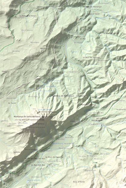 Mapa de relieve de Tossal d'Engrilló, 1072 m, Baix Ebre · Terra Alta, lámina 100 Cims de Trobart. Detalle de la zona superior izquierda. 61 × 91 cm.