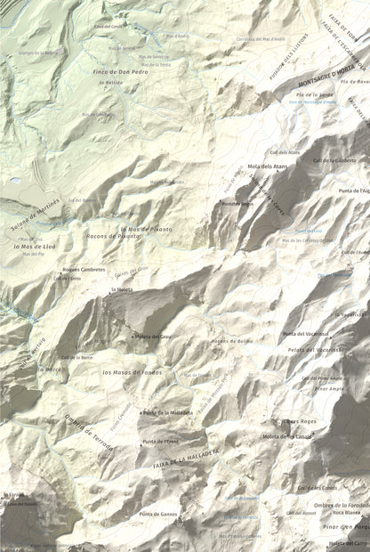 Mapa de relieve de Tossal d'Engrilló, 1072 m, Baix Ebre · Terra Alta, lámina 100 Cims de Trobart. Detalle de la zona inferior izquierda. 61 × 91 cm.