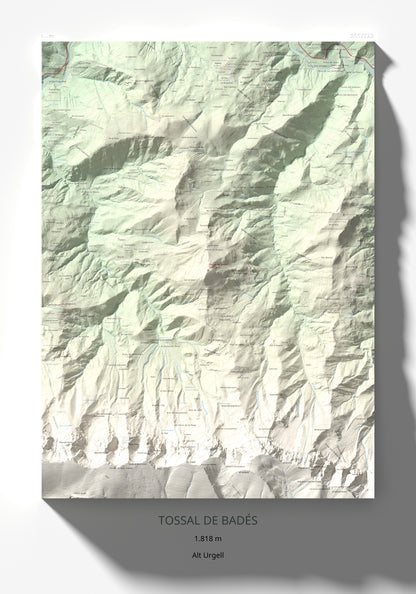 Mapa de relieve de Tossal de Badés, 1818 m, Alt Urgell, lámina 100 Cims de Trobart 70 × 100 cm.