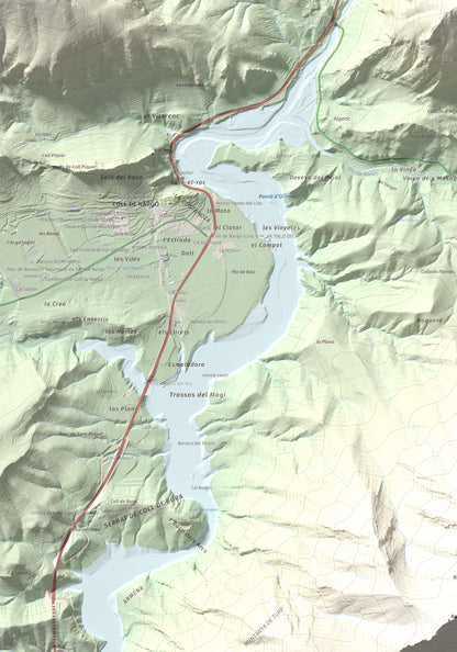 Mapa de relieve de Tossal de Balinyó, 1211 m, Alt Urgell, lámina 100 Cims de Trobart. Detalle de la zona inferior izquierda. 70 × 100 cm.