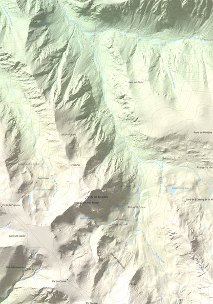 Mapa de relieve de Tossal de la Truita (Pic de Perafita), 2753 m, Andorra · Cerdanya, lámina 100 Cims de Trobart. Detalle de la zona superior izquierda. 70 × 100 cm.