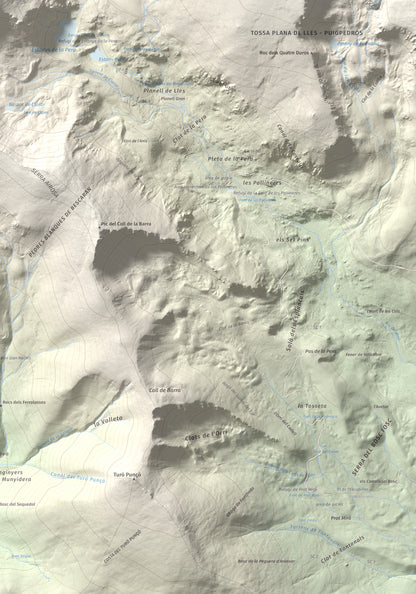 Mapa de relieve de Tossal de la Truita (Pic de Perafita), 2753 m, Andorra · Cerdanya, lámina 100 Cims de Trobart. Detalle de la zona inferior derecha. 70 × 100 cm.