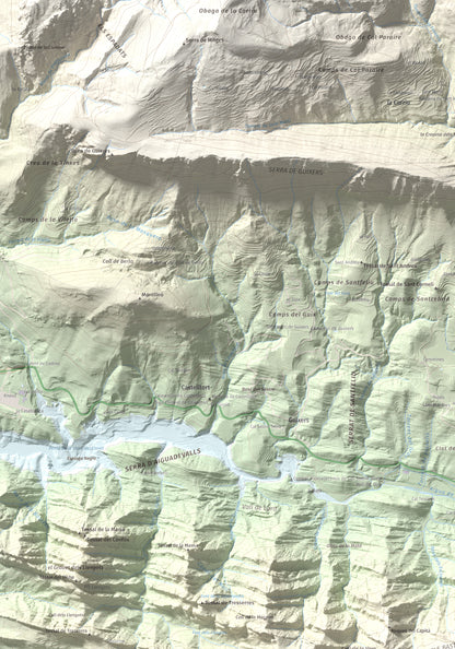 Mapa de relieve de Tossal de les Viudes, 1379 m, Berguedà · Solsonès, lámina 100 Cims de Trobart. Detalle de la zona superior izquierda. 70 × 100 cm.