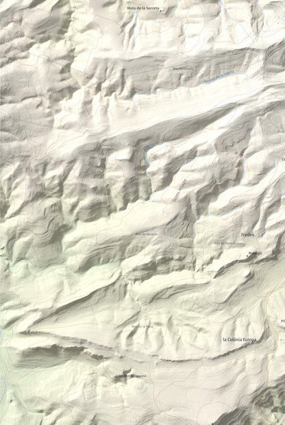 Mapa de relieve de Tossal dels Tres Reis, 1350 m, Montsià, lámina 100 Cims de Trobart. Detalle de la zona inferior izquierda. 61 × 91 cm.