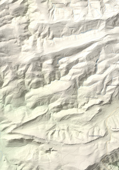 Mapa de relieve de Tossal dels Tres Reis, 1350 m, Montsià, lámina 100 Cims de Trobart. Detalle de la zona inferior izquierda. 70 × 100 cm.