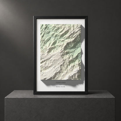 Mapa de relieve de Tosseta Rasa, 1217 m, Baix Ebre · Terra Alta, lámina 100 Cims de Trobart. Presentación enmarcada. 61 × 91 cm.