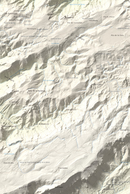Mapa de relieve de Tosseta Rasa, 1217 m, Baix Ebre · Terra Alta, lámina 100 Cims de Trobart. Detalle de la zona inferior izquierda. 61 × 91 cm.