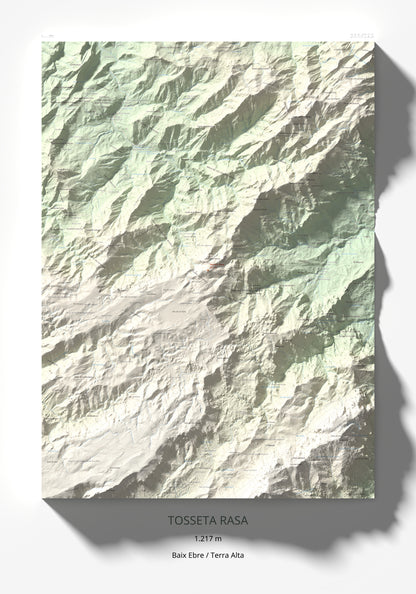 Mapa de relieve de Tosseta Rasa, 1217 m, Baix Ebre · Terra Alta, lámina 100 Cims de Trobart 70 × 100 cm.