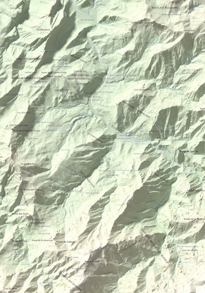 Mapa de relieve de Tosseta Rasa, 1217 m, Baix Ebre · Terra Alta, lámina 100 Cims de Trobart. Detalle de la zona superior izquierda. 70 × 100 cm.