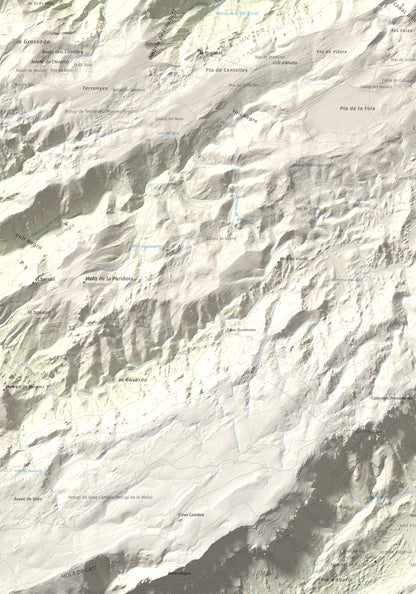 Mapa de relieve de Tosseta Rasa, 1217 m, Baix Ebre · Terra Alta, lámina 100 Cims de Trobart. Detalle de la zona inferior izquierda. 70 × 100 cm.
