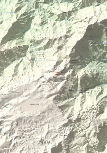 Mapa de relieve de Tosseta Rasa, 1217 m, Baix Ebre · Terra Alta, lámina 100 Cims de Trobart. Detalle de la zona central. 70 × 100 cm.