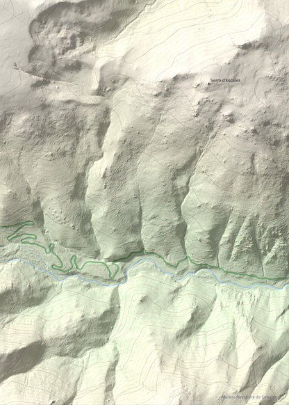 Mapa de relieve de Tuc Dormidor, 1843 m, Conflent, lámina 100 Cims de Trobart. Detalle de la zona inferior derecha. 50 × 70 cm.