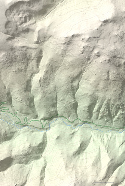 Mapa de relieve de Tuc Dormidor, 1843 m, Conflent, lámina 100 Cims de Trobart. Detalle de la zona inferior derecha. 61 × 91 cm.