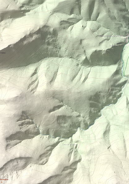 Mapa de relieve de Tuc Dormidor, 1843 m, Conflent, lámina 100 Cims de Trobart. Detalle de la zona superior derecha. 70 × 100 cm.