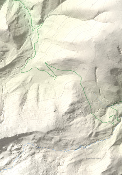 Mapa de relieve de Tuc Dormidor, 1843 m, Conflent, lámina 100 Cims de Trobart. Detalle de la zona inferior izquierda. 70 × 100 cm.