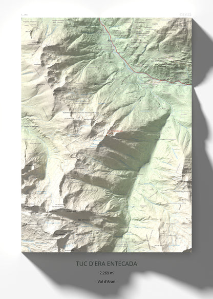 Mapa de relieve de Tuc d'Era Entecada, 2269 m, Val d'Aran, lámina 100 Cims de Trobart 50 × 70 cm.