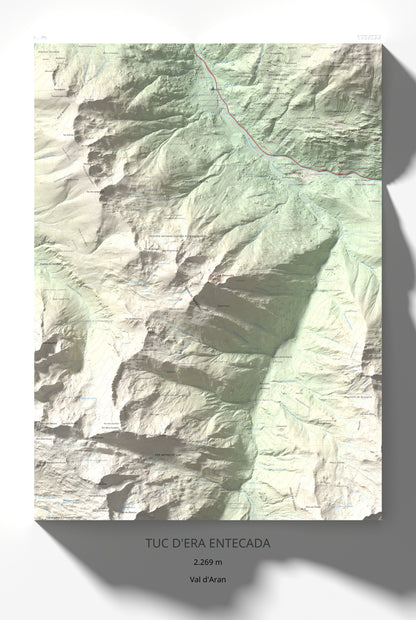 Mapa de relieve de Tuc d'Era Entecada, 2269 m, Val d'Aran, lámina 100 Cims de Trobart 61 × 91 cm.