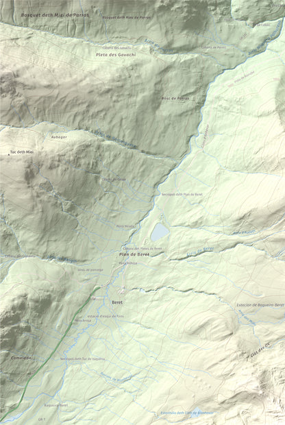 Mapa de relieve de Tuc de Bacivèr, 2645 m, Val d'Aran, lámina 100 Cims de Trobart. Detalle de la zona superior izquierda. 61 × 91 cm.