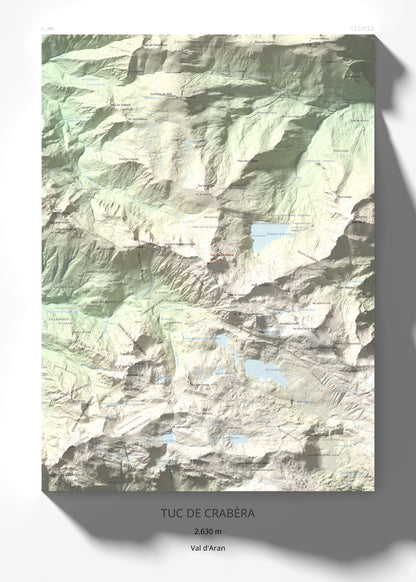 Mapa de relieve de Tuc de Crabèra, 2630 m, Val d'Aran, lámina 100 Cims de Trobart 50 × 70 cm.