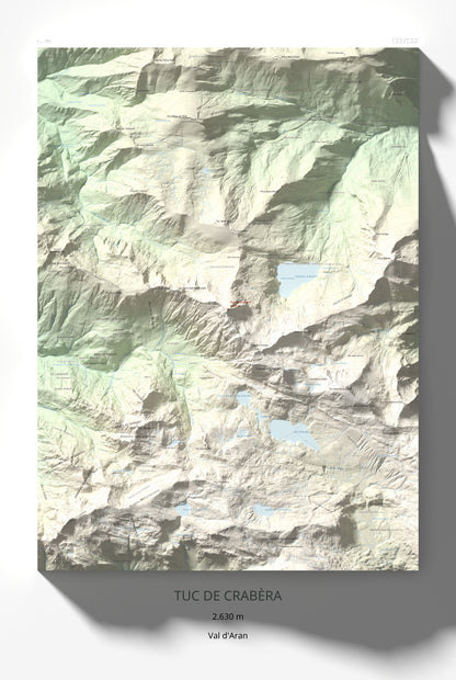 Mapa de relieve de Tuc de Crabèra, 2630 m, Val d'Aran, lámina 100 Cims de Trobart 61 × 91 cm.