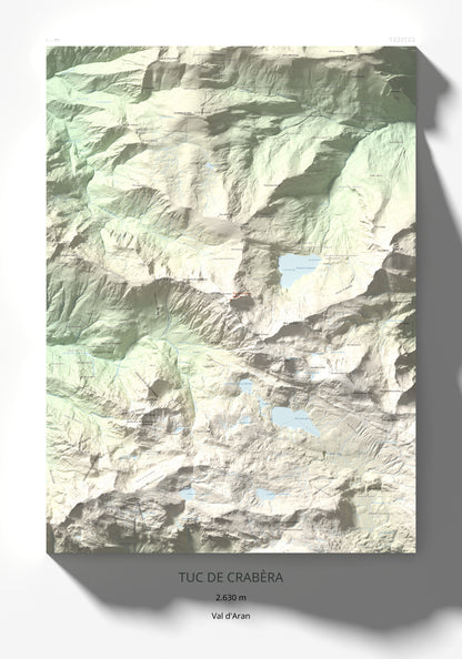 Mapa de relieve de Tuc de Crabèra, 2630 m, Val d'Aran, lámina 100 Cims de Trobart 70 × 100 cm.
