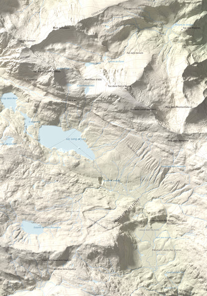 Mapa de relieve de Tuc de Crabèra, 2630 m, Val d'Aran, lámina 100 Cims de Trobart. Detalle de la zona inferior derecha. 70 × 100 cm.