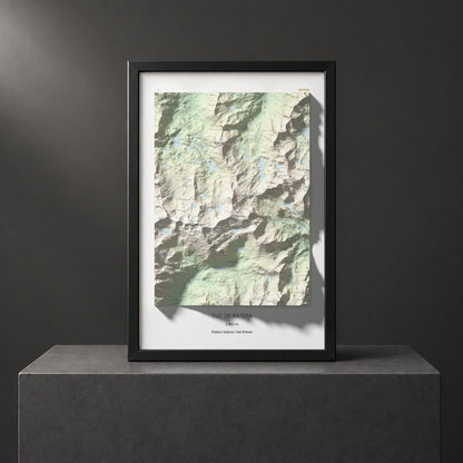 Mapa de relieve de Tuc de Ratera, 2861 m, Pallars Sobirà · Val d'Aran, lámina 100 Cims de Trobart. Presentación enmarcada. 61 × 91 cm.