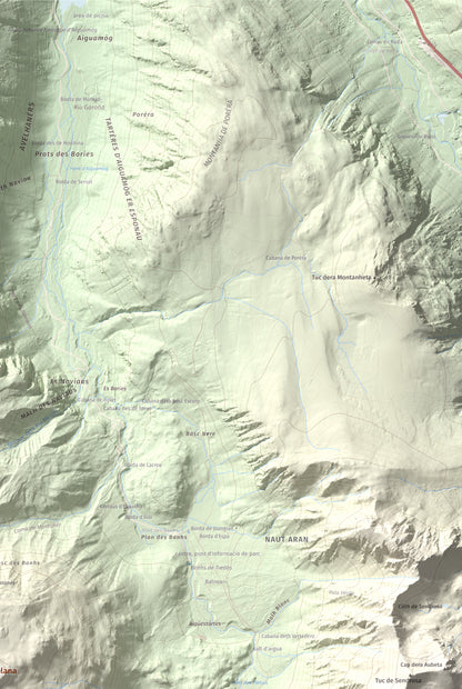 Mapa de relieve de Tuc de Salana, 2485 m, Val d'Aran, lámina 100 Cims de Trobart. Detalle de la zona superior derecha. 61 × 91 cm.