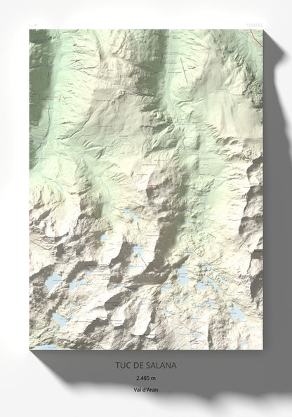 Mapa de relieve de Tuc de Salana, 2485 m, Val d'Aran, lámina 100 Cims de Trobart 70 × 100 cm.