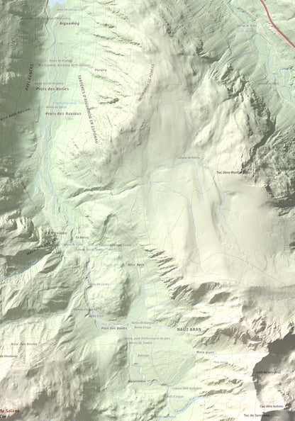 Mapa de relieve de Tuc de Salana, 2485 m, Val d'Aran, lámina 100 Cims de Trobart. Detalle de la zona superior derecha. 70 × 100 cm.