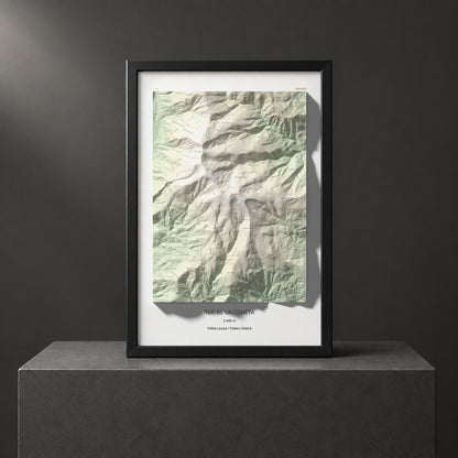 Mapa de relieve de Tuc de la Cometa, 2445 m, Pallars Jussà · Pallars Sobirà, lámina 100 Cims de Trobart. Presentación enmarcada. 61 × 91 cm.