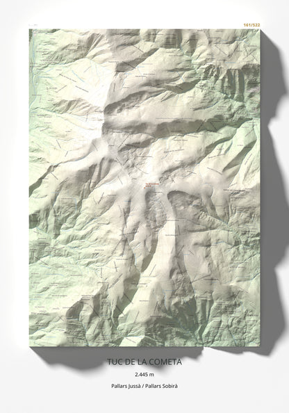 Mapa de relieve de Tuc de la Cometa, 2445 m, Pallars Jussà · Pallars Sobirà, lámina 100 Cims de Trobart 70 × 100 cm.