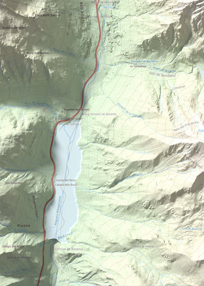 Mapa de relieve de Tuc de la Contesa, 2780 m, Alta Ribagorça · Val d'Aran, lámina 100 Cims de Trobart. Detalle de la zona inferior izquierda. 50 × 70 cm.