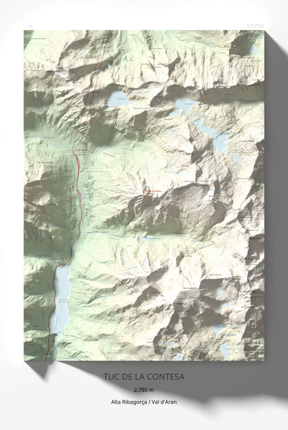 Mapa de relieve de Tuc de la Contesa, 2780 m, Alta Ribagorça · Val d'Aran, lámina 100 Cims de Trobart 61 × 91 cm.
